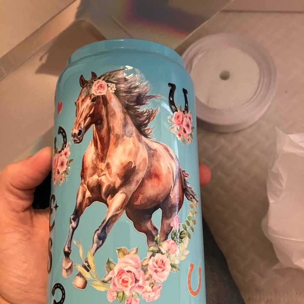 Blue Horse-Themed Tumbler